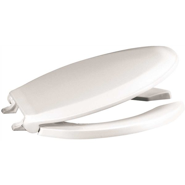 Premier Extra Heavy-Duty Elongated Open Front Plastic Toilet Seat with Lid in White PR820STS-001